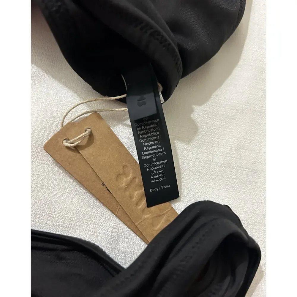 Skims NWT Signature Plunge Triangle Top & Mid Coverage Swim Bottoms Black Size S